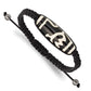 Fashion 11X38mm Tibet Eye Agate W/Hematite Beads Black Cord Bracelet