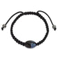 Fashion 13X19mm Blue Crystal Agate W/ Hematite Beads Black Cord Bracelet