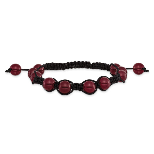 Fashion 8mm Red Aventurine Beads And Black Cord Bracelet