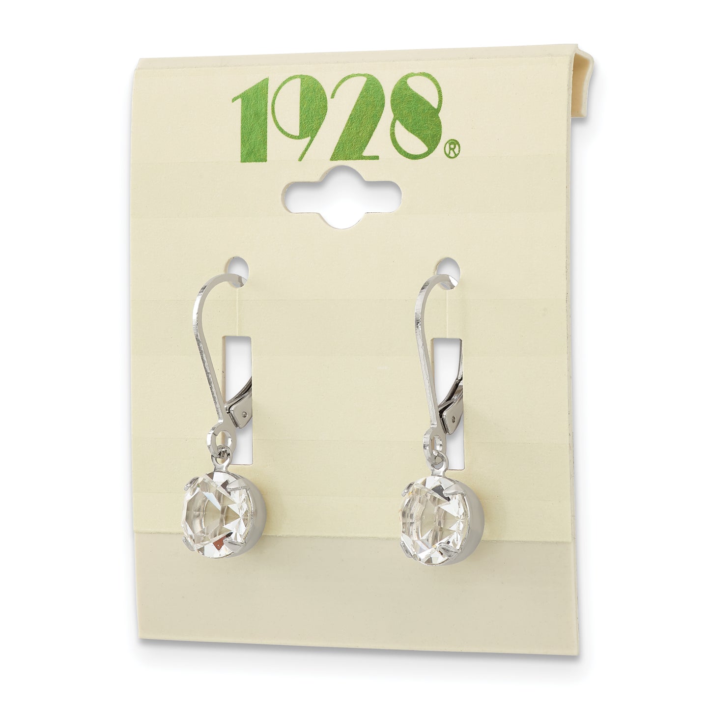 Fashion 1928 Jewelry Silver-Tone Clear Round Cut Crystals From Swarovski Dangle Leverback Earrings