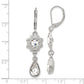 Fashion 1928 Jewelry Silver-Tone Fligree Floral Frame With Clear Crystal Center And Teardrop Dangle Leverback Earrings