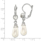 Fashion 1928 Jewelry Silver-Tone Clear Crystal Imitation Pearl Teardrop Dangle Leverback Earrings