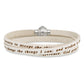 Stainless Steel Amen Serenity Prayer White Leather Wrap With Magnetic Clasp 23.5 Inch Bracelet