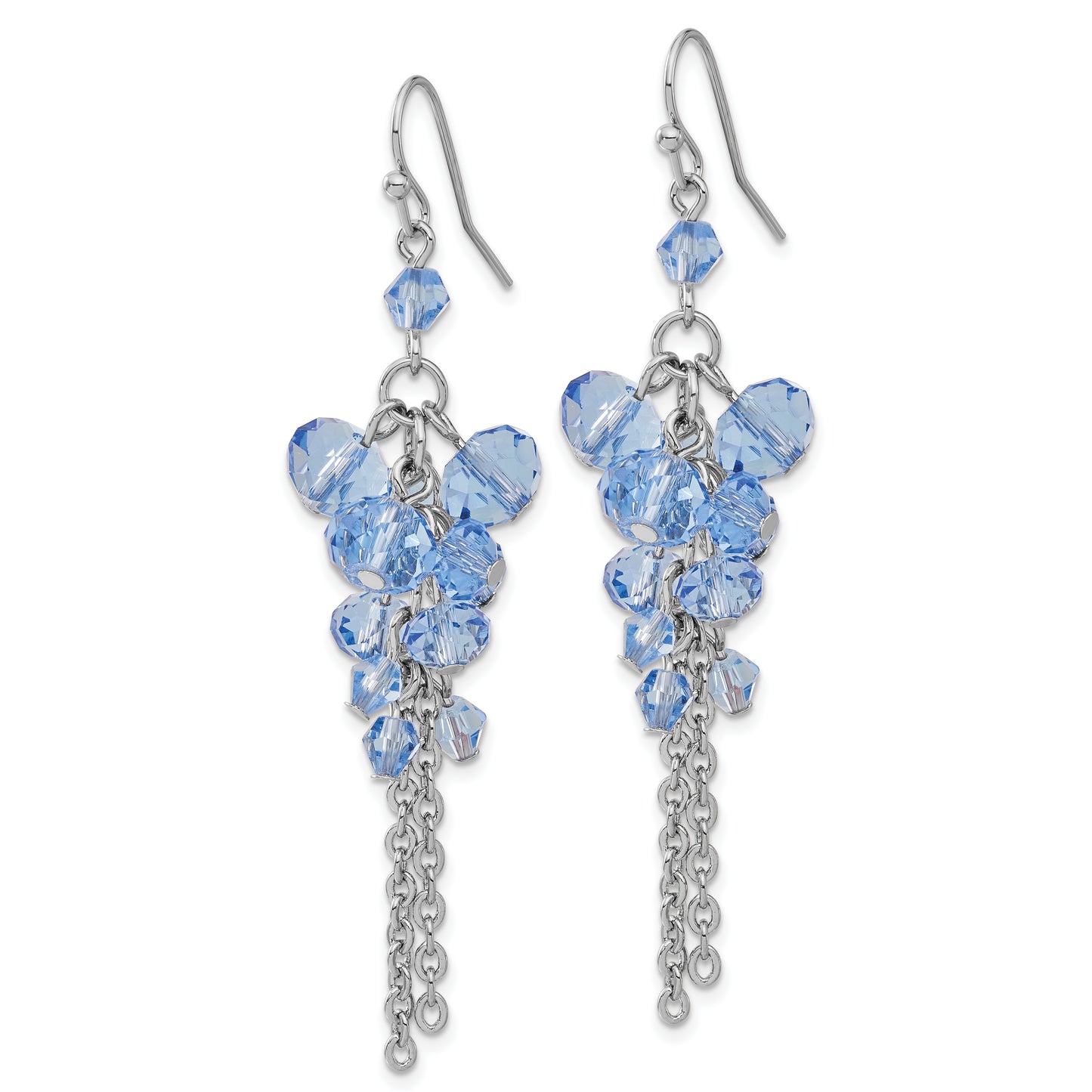 Fashion 1928 Silver-Tone Blue Glass Beads Cluster Drop Earrings