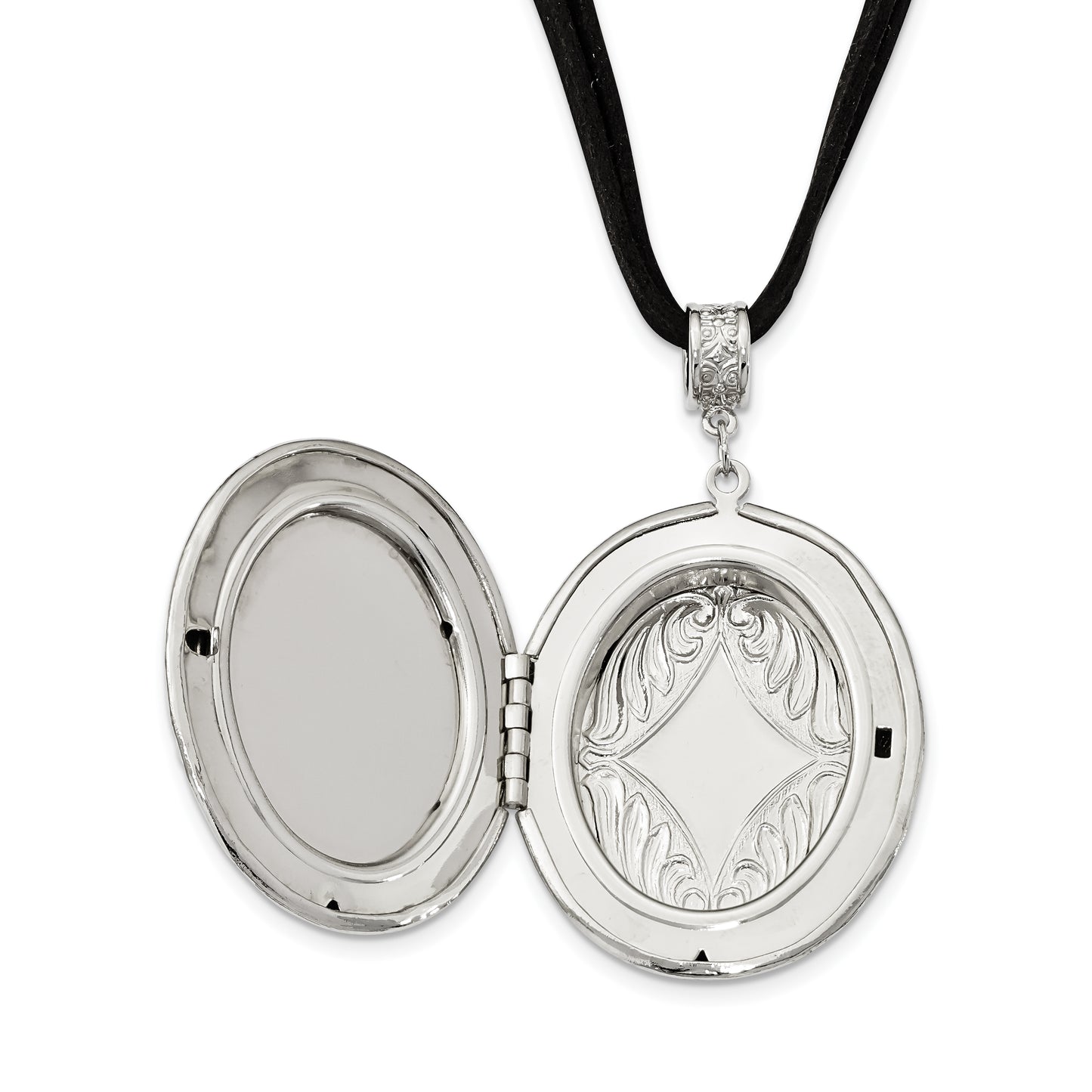 Fashion 1928 Jewelry Silver-Tone Frame Imitation Acrylic Pearl Oval 46mm Locket 30 Inch Faux Suede Cord Necklace Holds 2 Photos