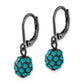 Fashion 1928 Jewelry Black-Plated Teal Glass Stones Fireball Dangle Leverback Earrings