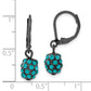 Fashion 1928 Jewelry Black-Plated Teal Glass Stones Fireball Dangle Leverback Earrings