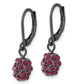 Fashion 1928 Black-Plated Purple Glass Stone Ball Leverback Earrings