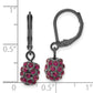 Fashion 1928 Black-Plated Purple Glass Stone Ball Leverback Earrings