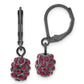 Fashion 1928 Black-Plated Purple Glass Stone Ball Leverback Earrings