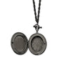 Fashion 1928 Jewelry Black-Plated 47mm Oval Locket With Victorian Woman 30 Inch Necklace Holds 2 Photos