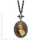 Fashion 1928 Jewelry Black-Plated 47mm Oval Locket With Victorian Woman 30 Inch Necklace Holds 2 Photos