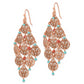 Fashion 1928 Jewelry Copper-Tone Filigree Pear Shaped And Aqua Brown Acrylic Beads Dangle Chandelier Earrings