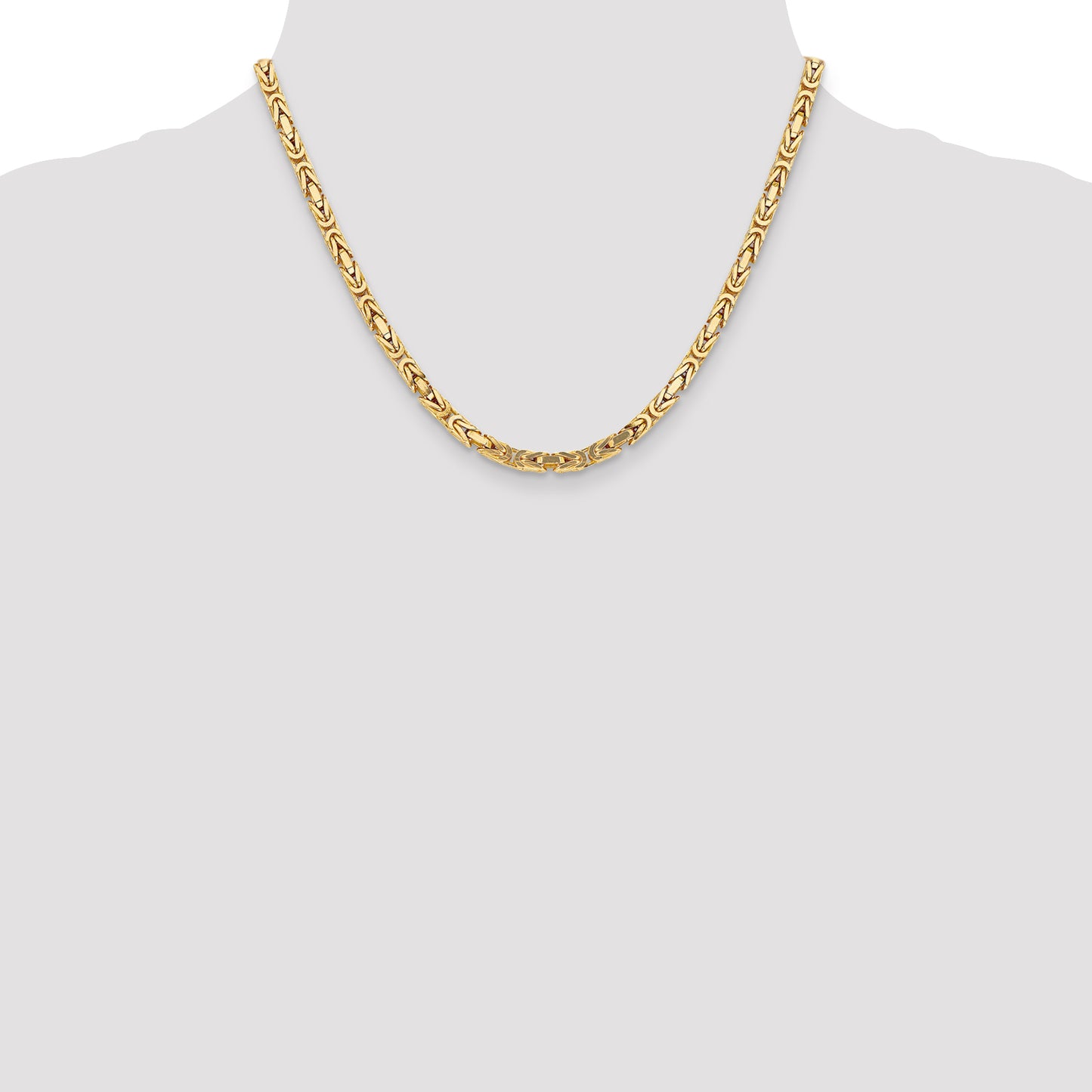 14K Yellow Gold 18 Inch 4mm Byzantine With Lobster Clasp Chain