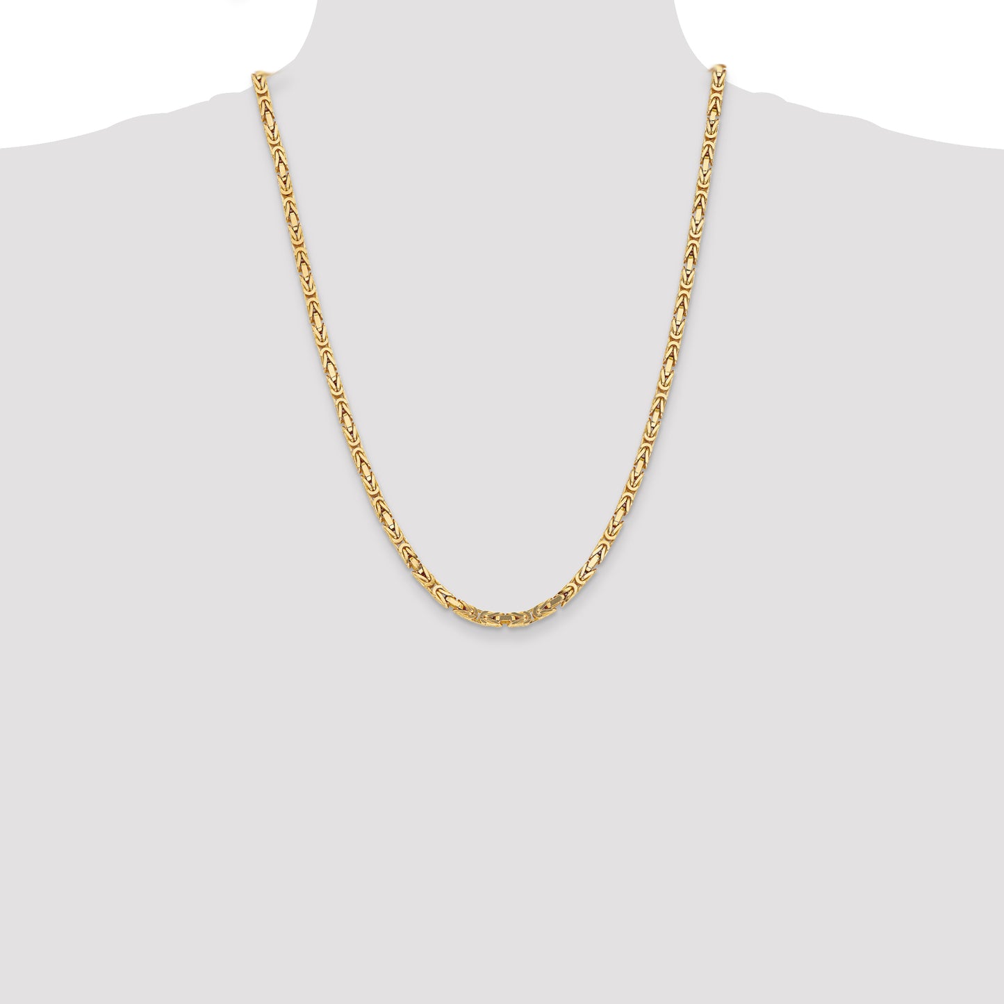 14K Yellow Gold 24 Inch 4mm Byzantine With Lobster Clasp Chain