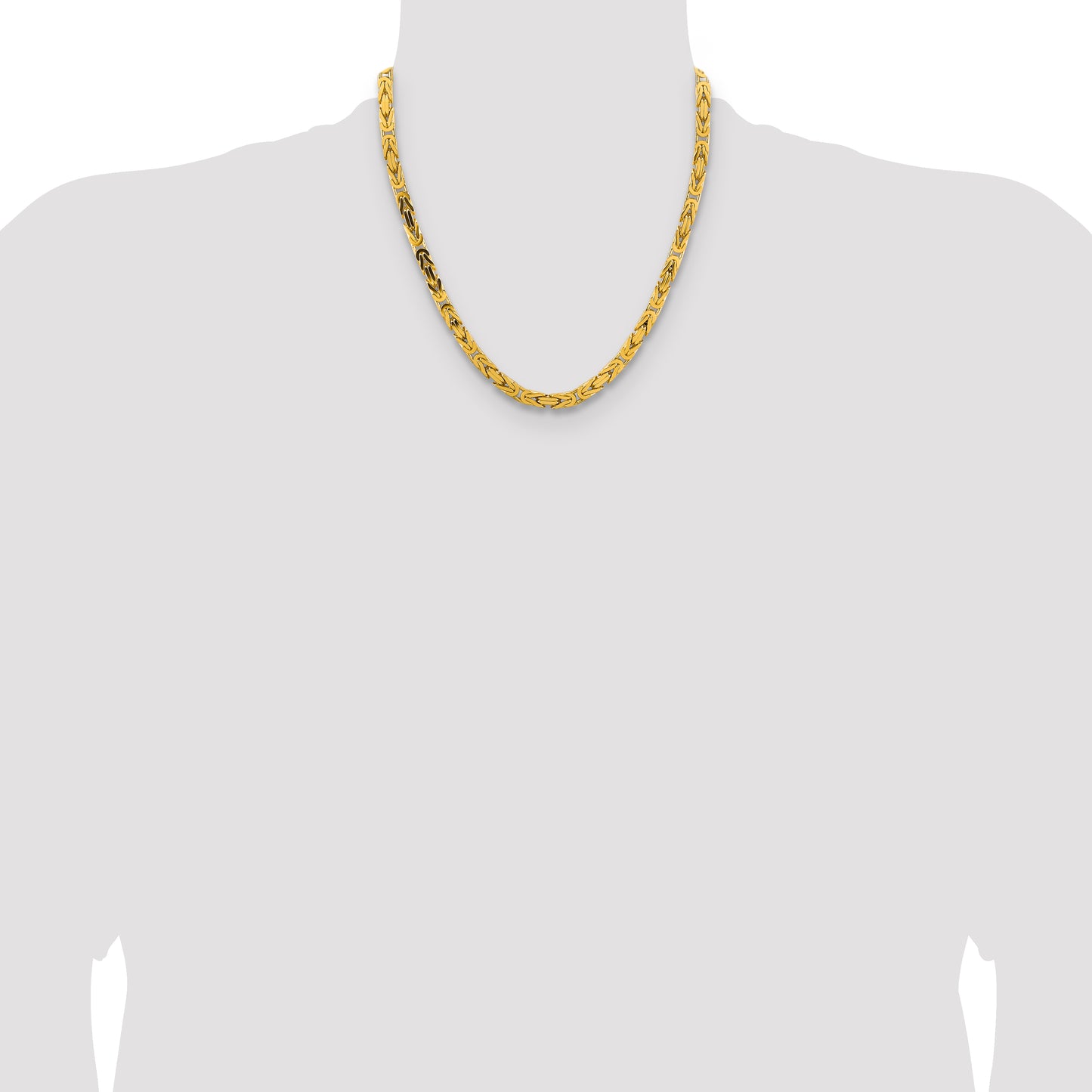 14K Yellow Gold 20 Inch 5.25mm Byzantine With Lobster Clasp Chain