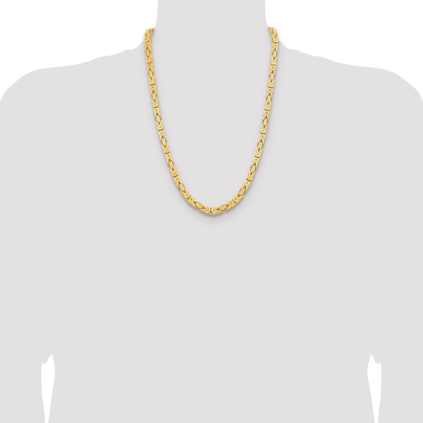 14K Yellow Gold 24 Inch 6.5mm Byzantine With Lobster Clasp Chain