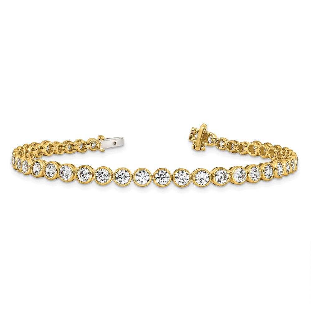 14k Yellow Gold 5 Ct. Lab Grown Diamond VS/SI+ G+ 7 inch Bezel Set Tennis Bracelet