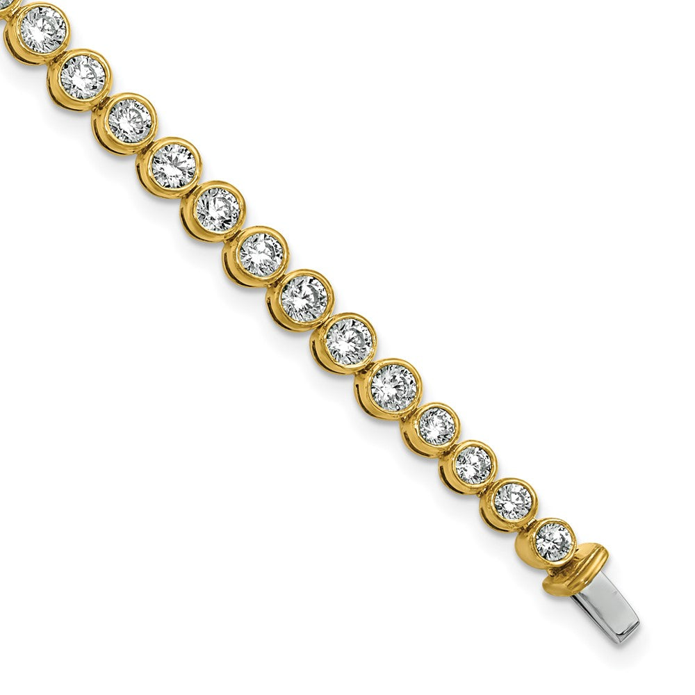 14k Yellow Gold 5 Ct. Lab Grown Diamond VS/SI+ G+ 7 inch Bezel Set Tennis Bracelet