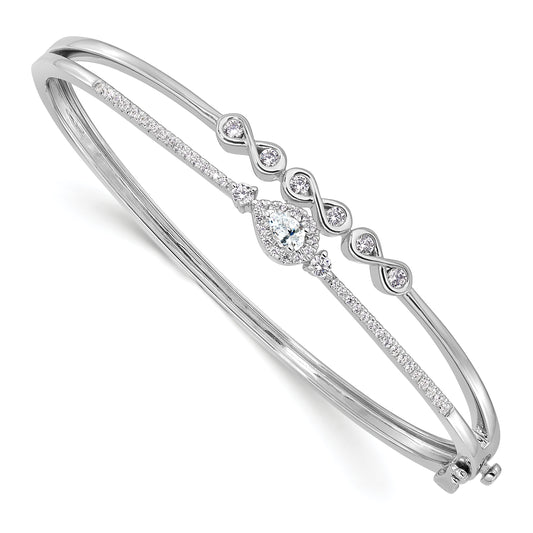 14k White Gold 3/4 Ct. Lab Grown Diamond VS/SI+ G+ Double Strand Infinity and Pear Bangle Bracelet