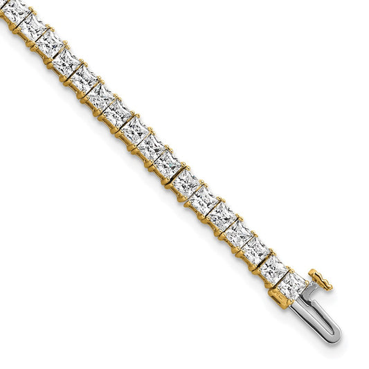 14k Yellow Gold 7 Ct. Lab Grown Diamond VS/SI+ G+ Princess Tennis Bracelet