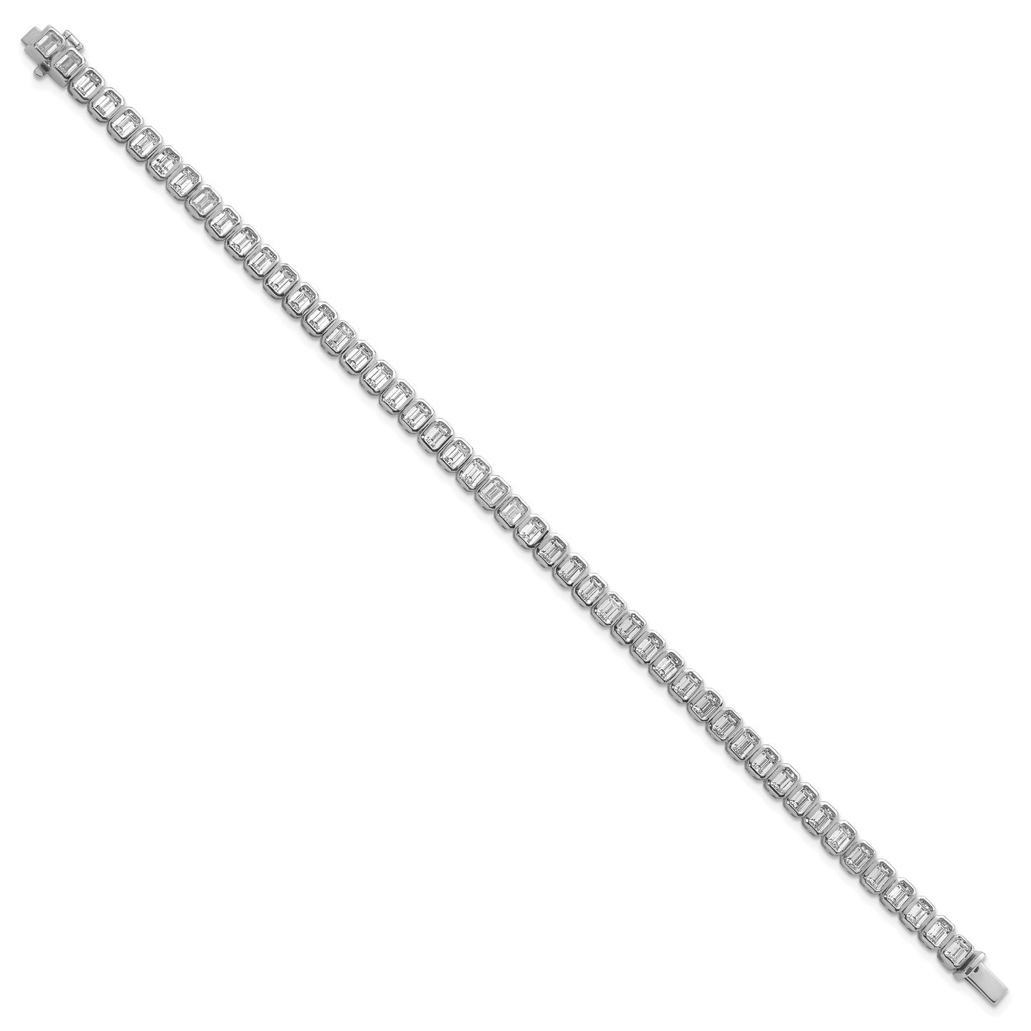 14k White Gold 6 1/2 Ct. Lab Grown Diamond VS/SI+ G+ Emerald Bezel Tennis Bracelet