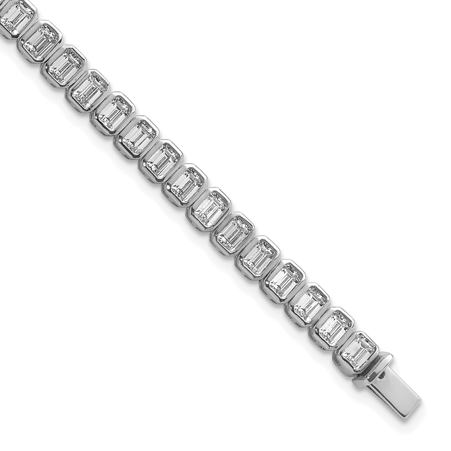 14k White Gold 6 1/2 Ct. Lab Grown Diamond VS/SI+ G+ Emerald Bezel Tennis Bracelet