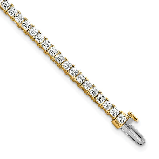 14k Yellow Gold 5 Ct. Lab Grown Diamond VS/SI+ G+ Princess Tennis Bracelet