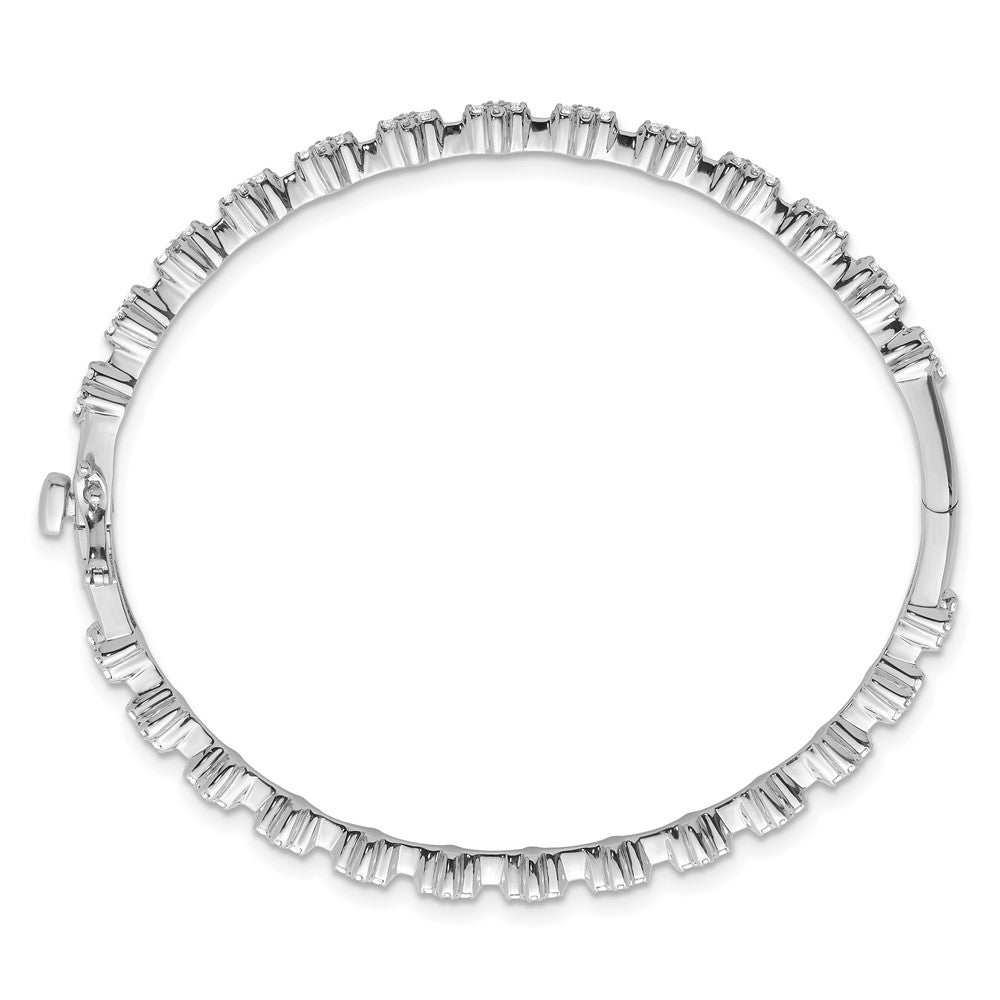 14k White Gold 1 Ct. Lab Grown Diamond VS/SI+ G+ Hinged Bangle Bracelet