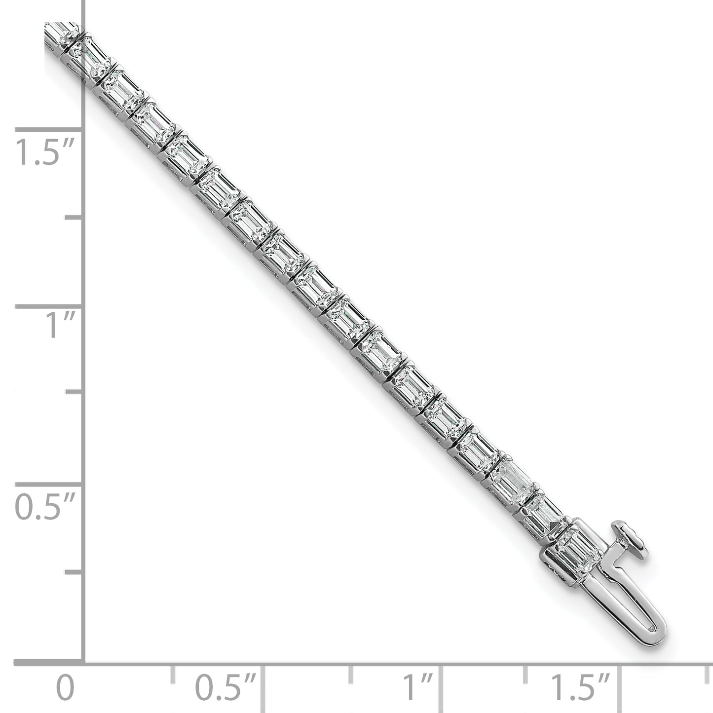 14k White Gold 5 Ct. Lab Grown Diamond VS/SI+ G+ Emerald Tennis Bracelet