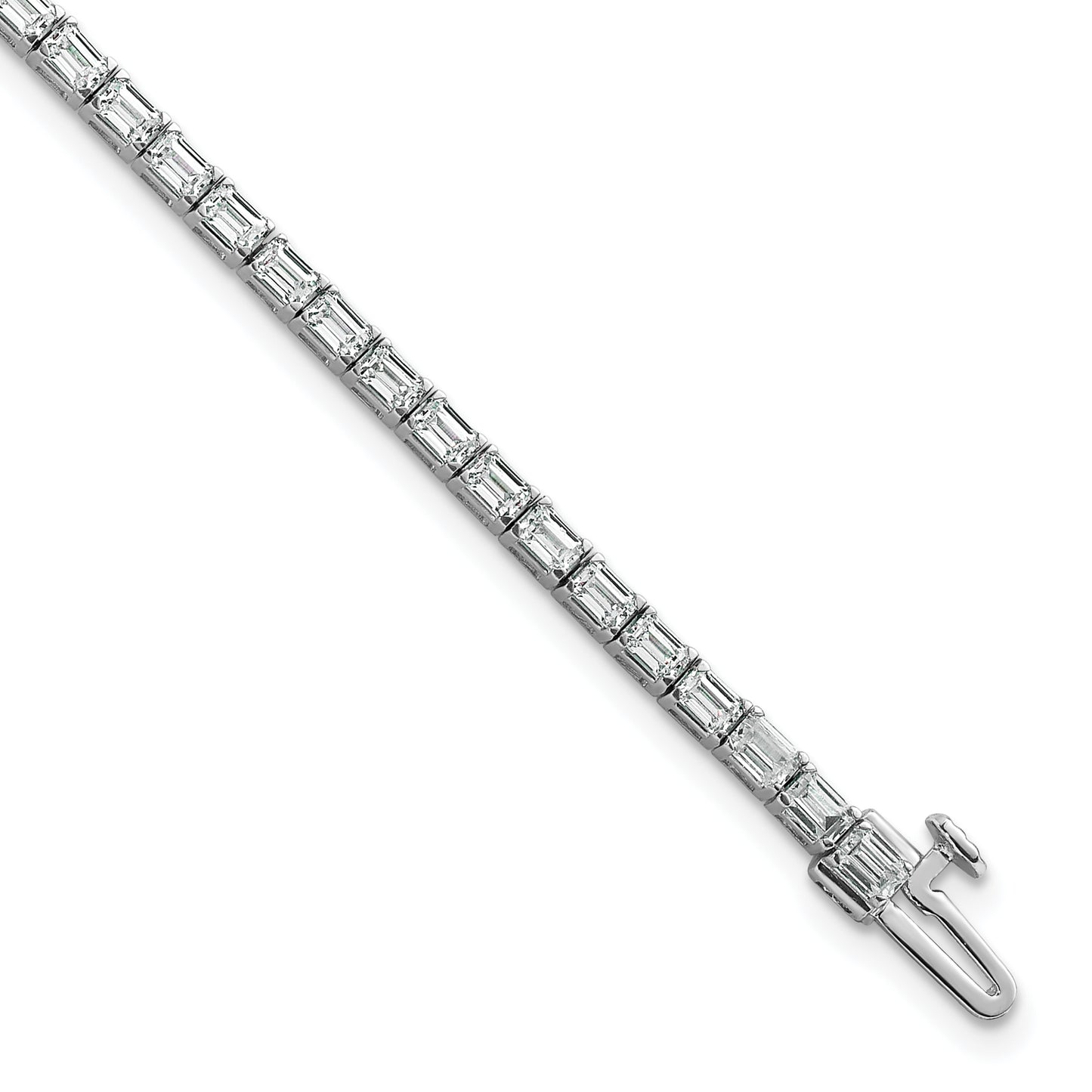 14k White Gold 5 Ct. Lab Grown Diamond VS/SI+ G+ Emerald Tennis Bracelet