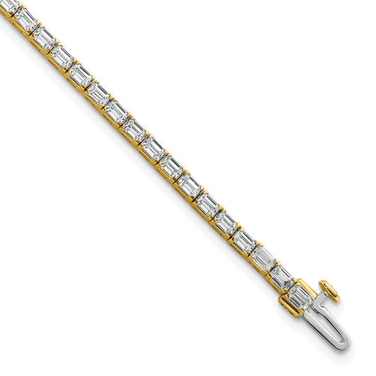 14k Yellow Gold 5 Ct. Lab Grown Diamond VS/SI+ G+ Emerald Tennis Bracelet