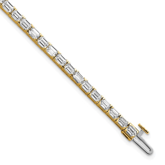 14k Yellow Gold 7 Ct. Lab Grown Diamond VS/SI+ G+ Emerald Tennis Bracelet