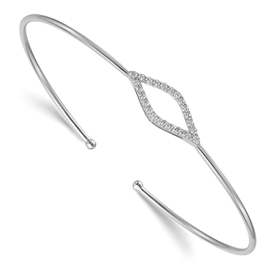 14k White Gold 1/4 Ct. Lab Grown Diamond VS/SI+ G+ Flexible Cuff Bangle Bracelet