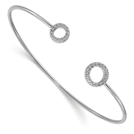 14k White Gold 1/4 Ct. Lab Grown Diamond VS/SI+ G+ Circle Flexible Cuff Bangle Bracelet