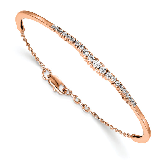 14k Rose Gold 3/4 Ct. Lab Grown Diamond VS/SI+ G+ Graduated Bangle Bracelet