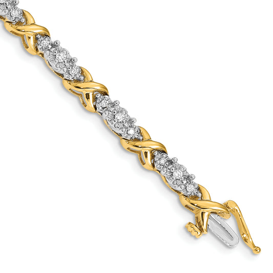 14k Two-Tone 1/2 Ct. Lab Grown Diamond VS/SI+ G+ 7 inch X Fancy Bracelet