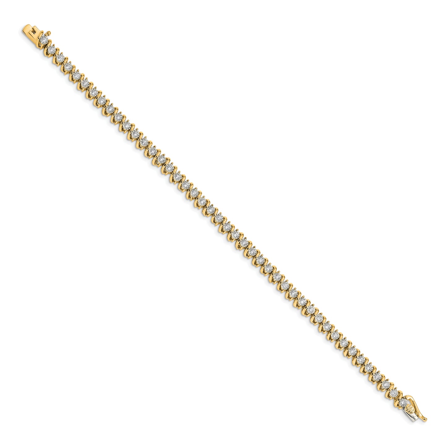 14k Yellow Gold 1 Ct. Lab Grown Diamond VS/SI+ G+ 7.25 inch Fancy Tennis Bracelet