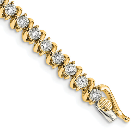 14k Yellow Gold 1 Ct. Lab Grown Diamond VS/SI+ G+ 7.25 inch Fancy Tennis Bracelet