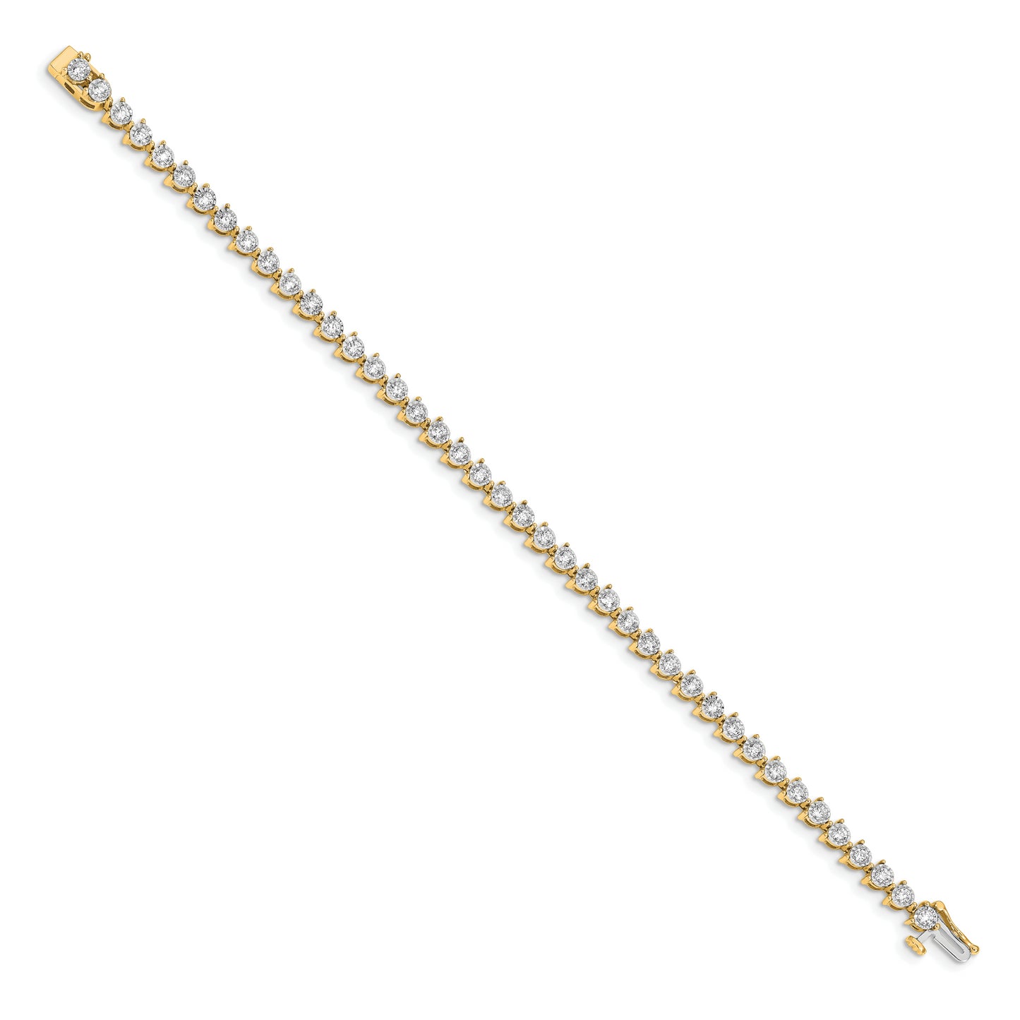 14k Yellow Gold 2 Ct. Lab Grown Diamond VS/SI+ G+ 7.25 inch Fancy Tennis Bracelet