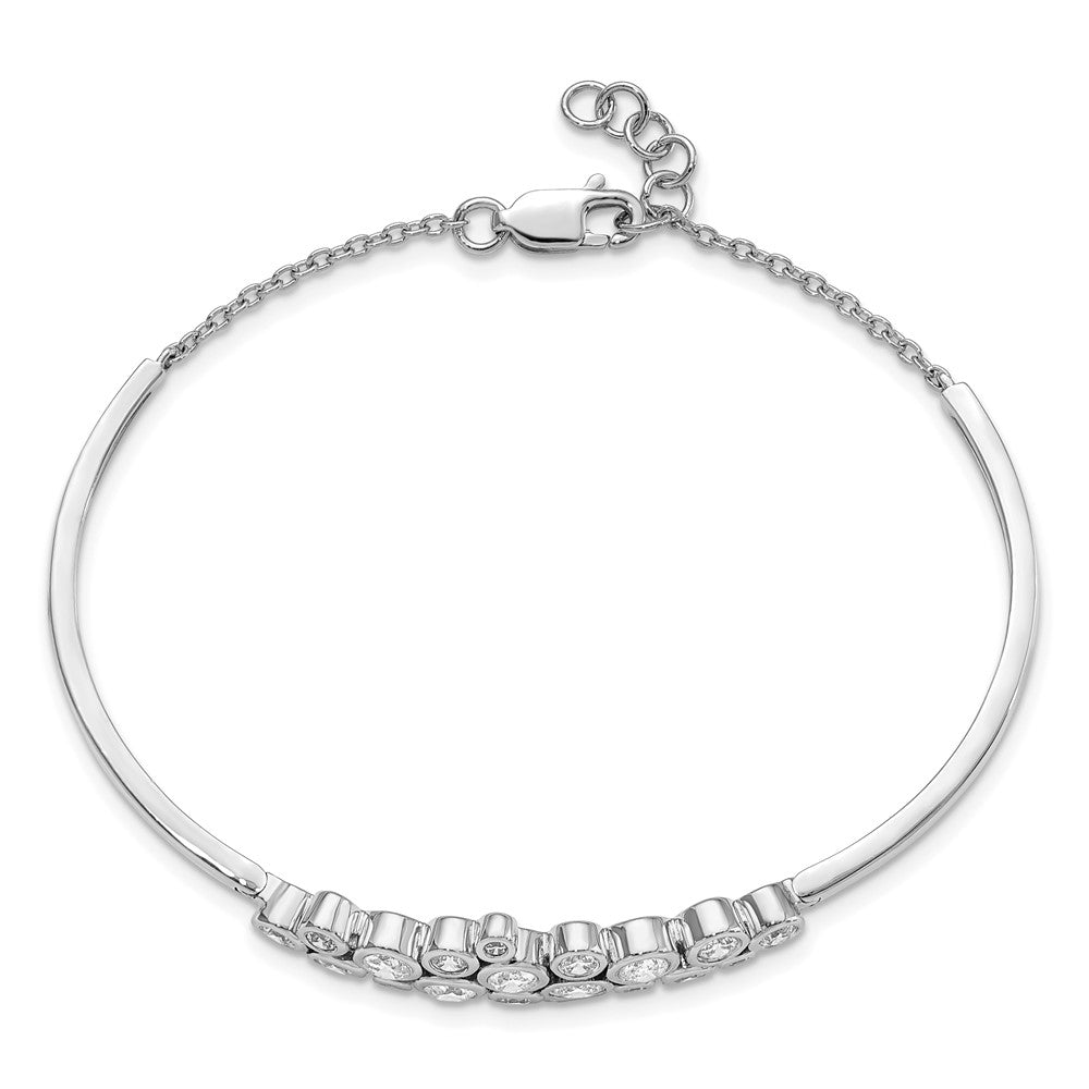 14k White Gold 1 1/2 Ct. Lab Grown Diamond VS/SI+ G+ Bangle with .5 inch extention Bracelet