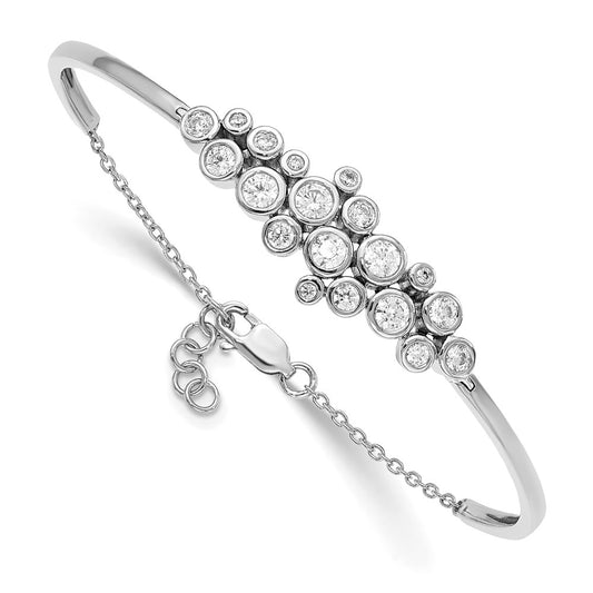 14k White Gold 1 1/2 Ct. Lab Grown Diamond VS/SI+ G+ Bangle with .5 inch extention Bracelet