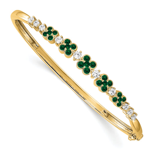 14k Yellow Gold Lab Grown Diamond VS/SI FGH Created.Emerald Bangle Bracelet