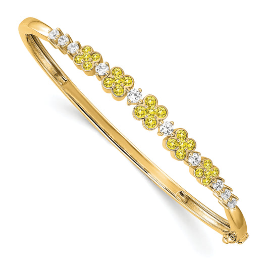 14k Yellow Gold Lab Grown Diamond. VS/SI FGH Created.Yellow Sapphire Bangle Bracelet