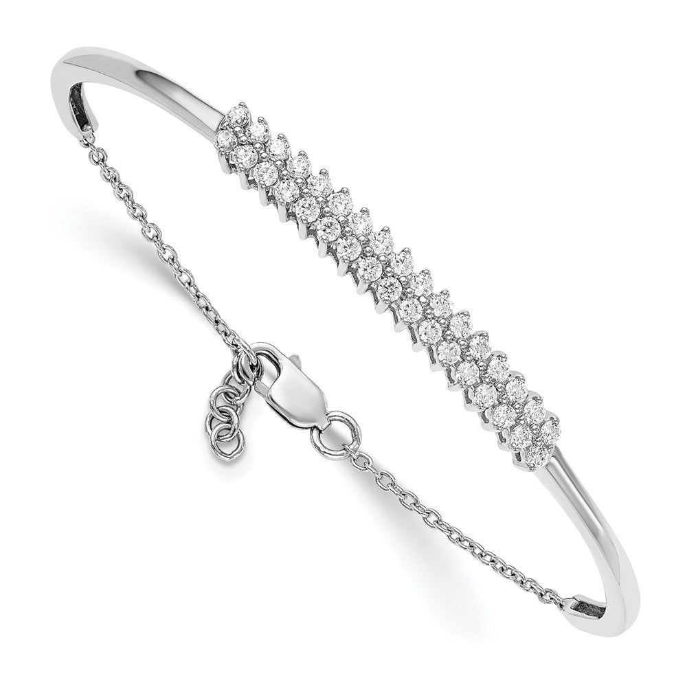 14k White Gold 1 Ct. Lab Grown Diamond VS/SI+ G+ with a .5 inch extention Bangle Bracelet