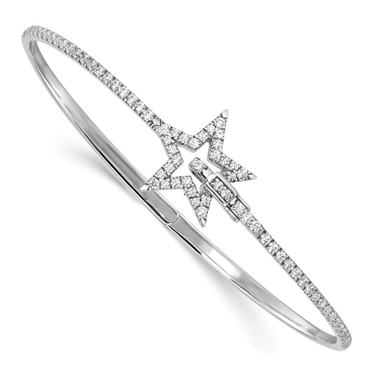 14k White Gold 7/8 Ct. Lab Grown Diamond VS/SI+ G+ Star Hinged Bangle Bracelet