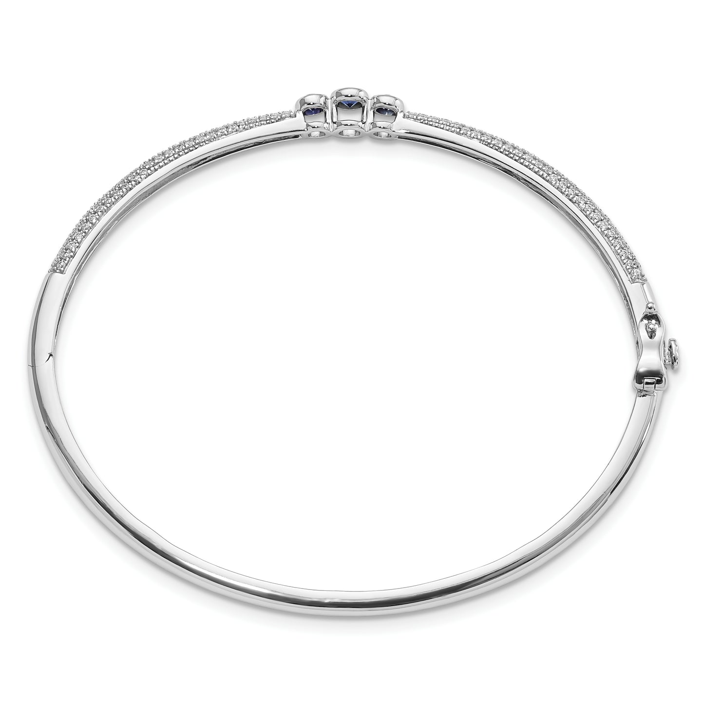 14k White Gold 7/8 Ct. Lab Grown Diamond VS/SI+ G+ and Lab Created Ruby Bangle Bracelet