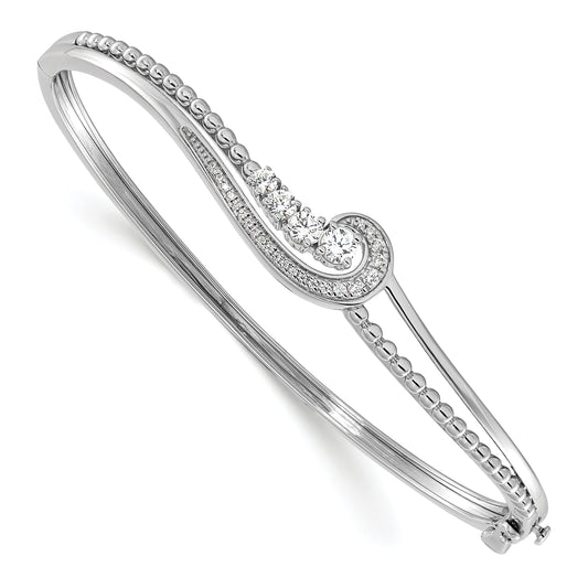 14k White Gold 1/2 Ct. Lab Grown Diamond VS/SI+ G+ Swirl Bangle Bracelet