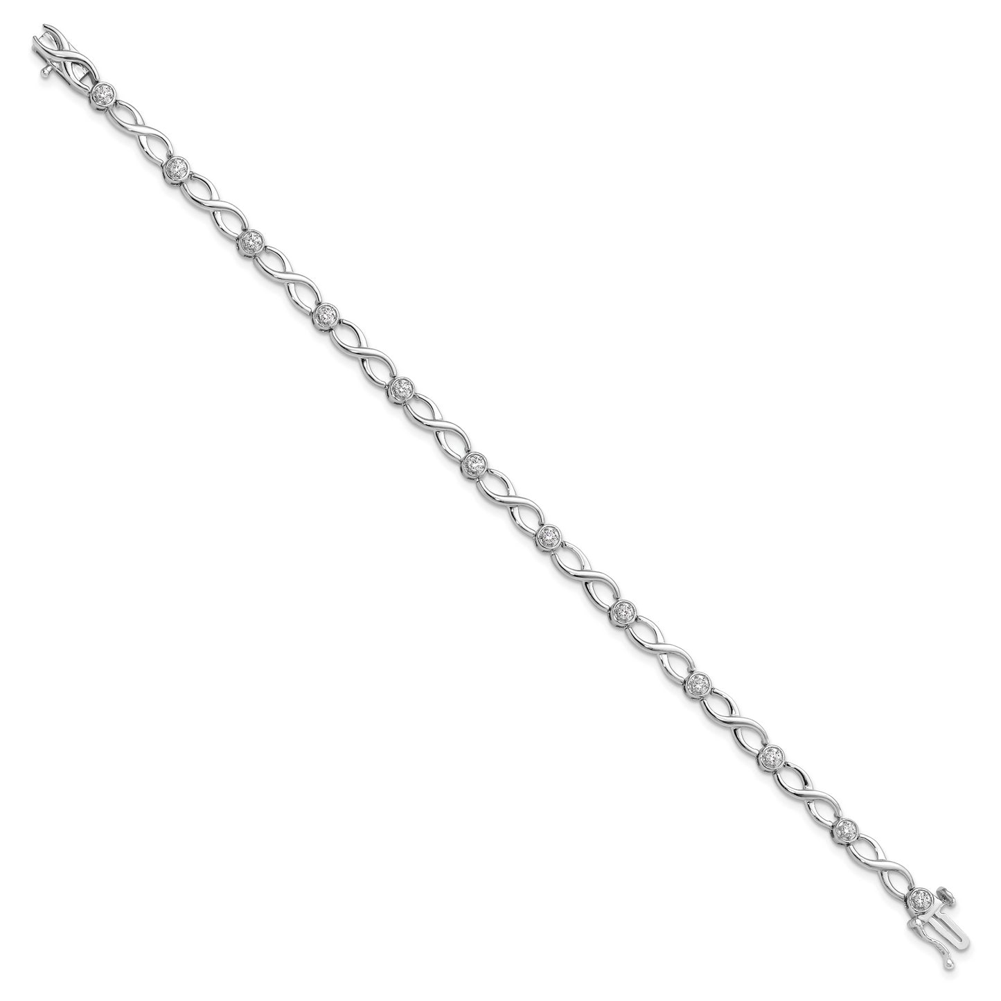 14k White Gold 1/2 Ct. Lab Grown Diamond VS/SI+ G+ 7.25 inch Infinity Bracelet