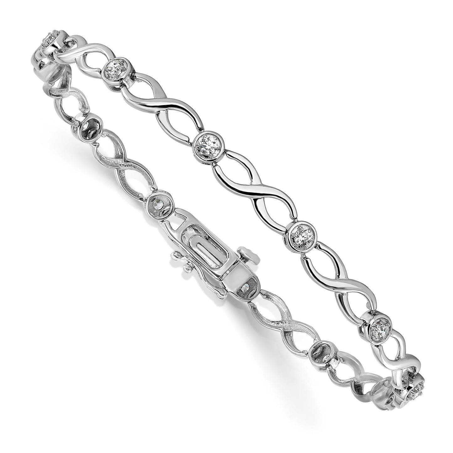 14k White Gold 1/2 Ct. Lab Grown Diamond VS/SI+ G+ 7.25 inch Infinity Bracelet